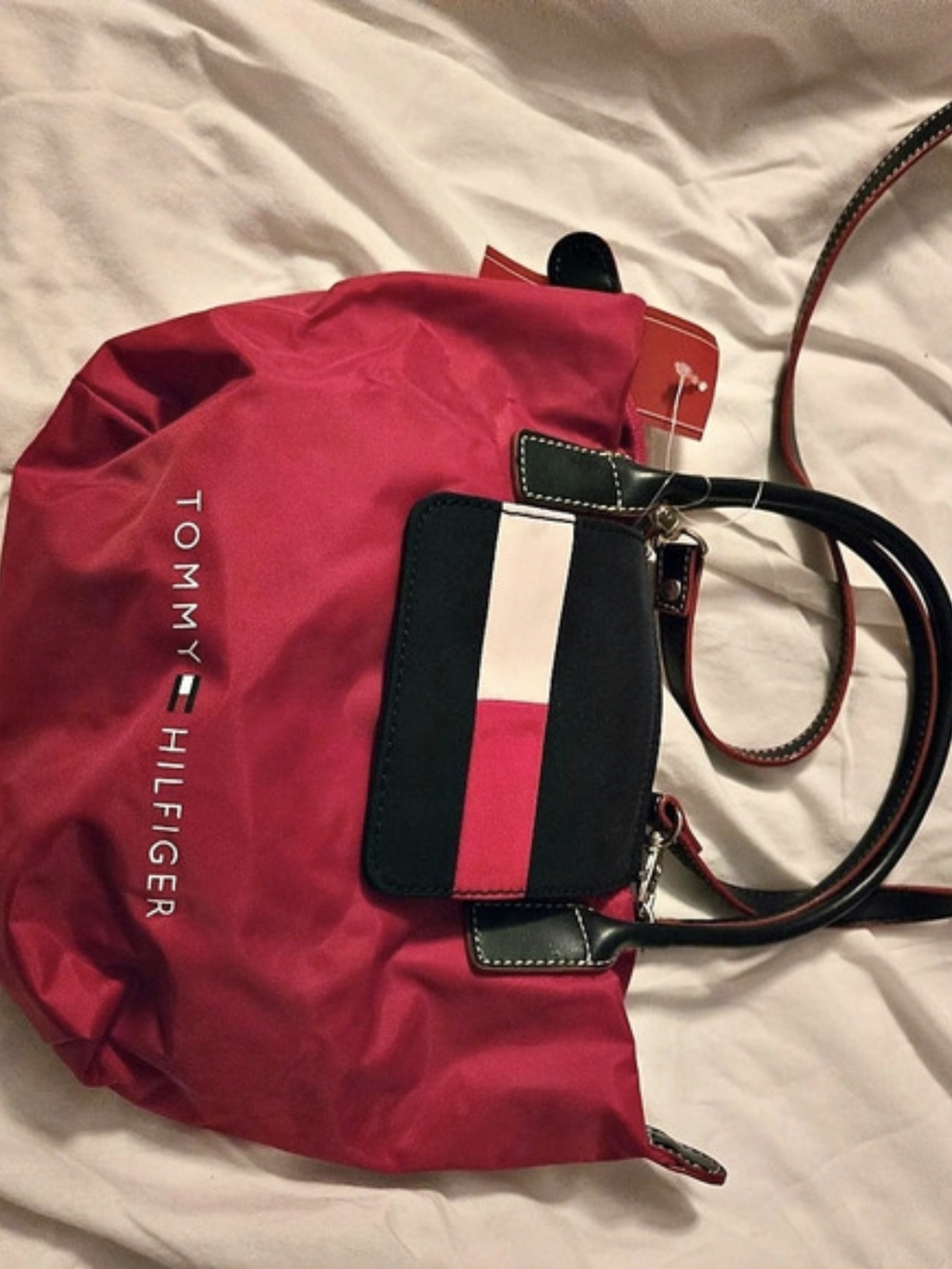 Tommy Hilfiger Red 600 Satchel Color Block Satchel in Red & Black NWT